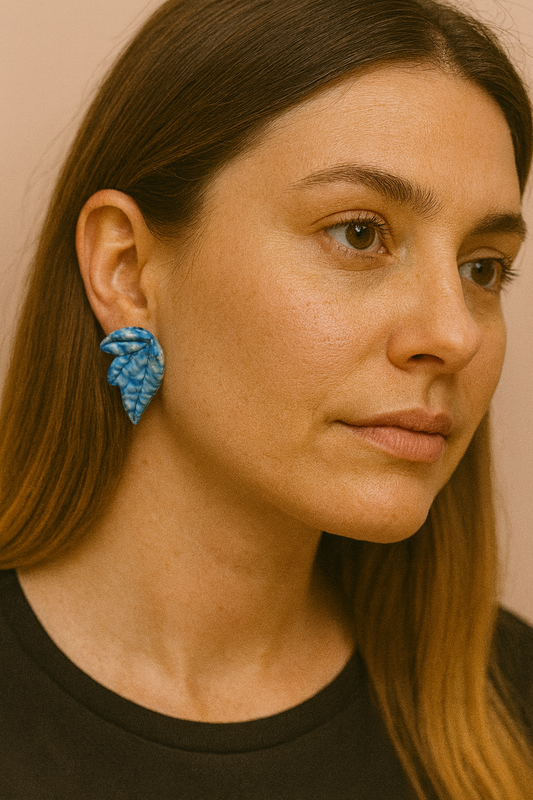 Set bijoux bleu & bague marbrée