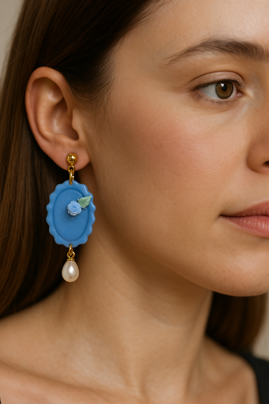 Set Bijoux bleues avec perle