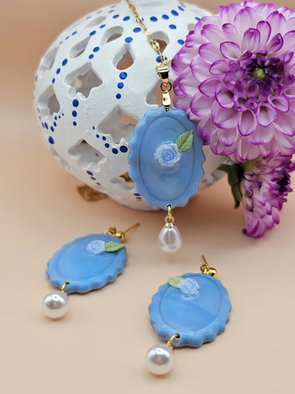 Set Bijoux bleues avec perle