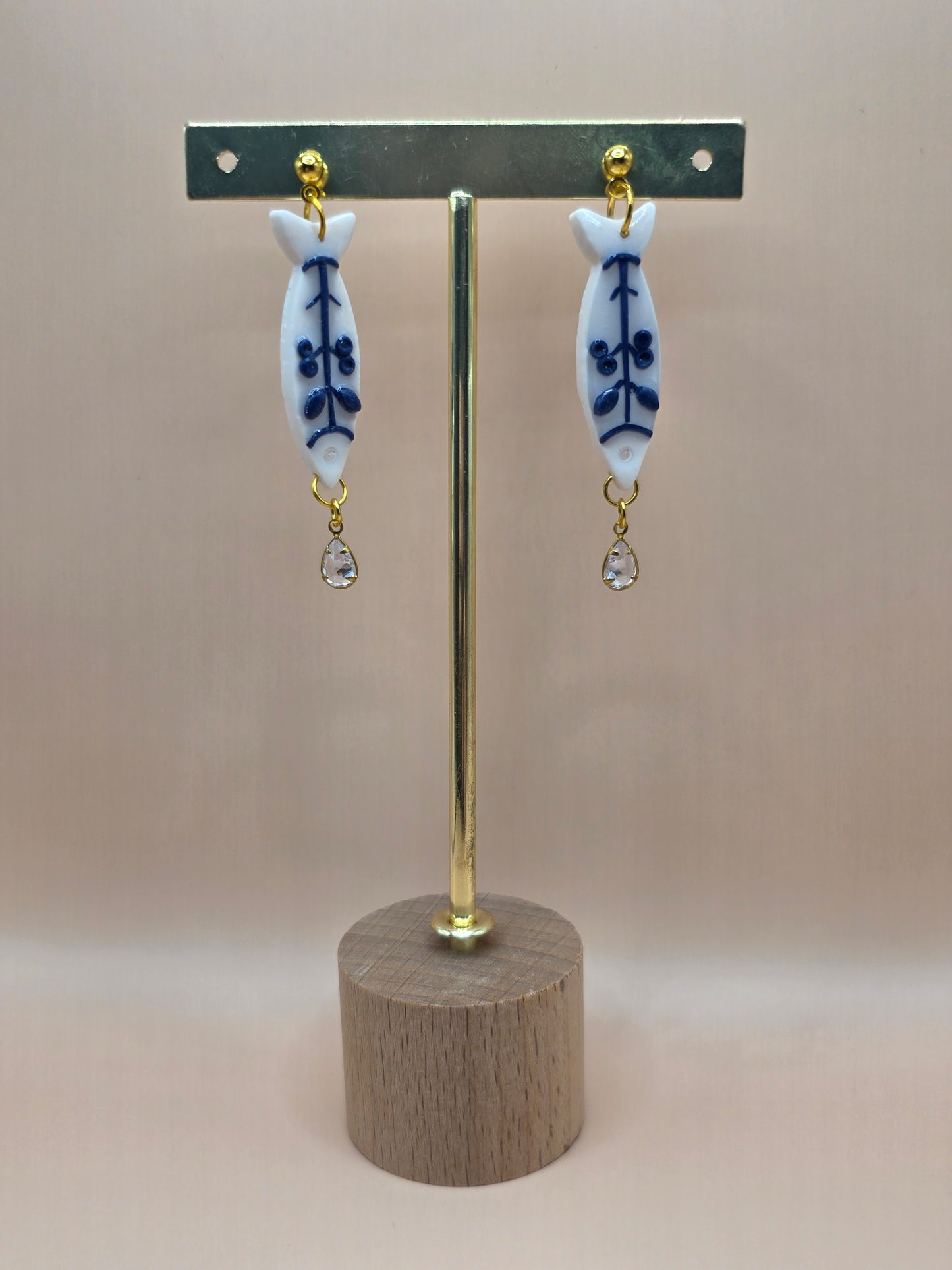 Boucles d’oreilles poisson bleu et blanc