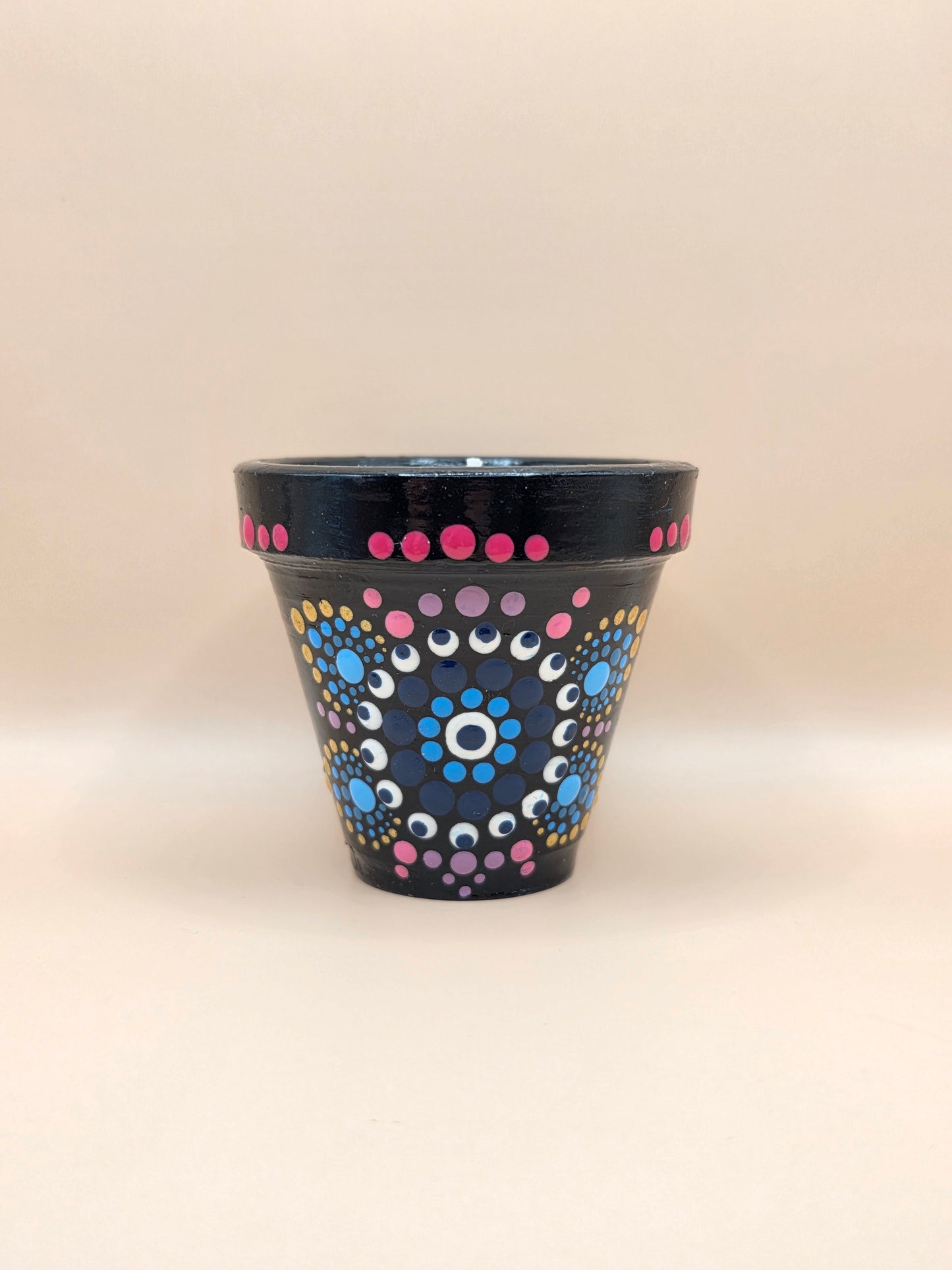 Bougie parfumée fleur de coton dans pot peint à la main
