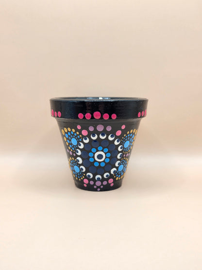 Bougie parfumée fleur de coton dans pot peint à la main