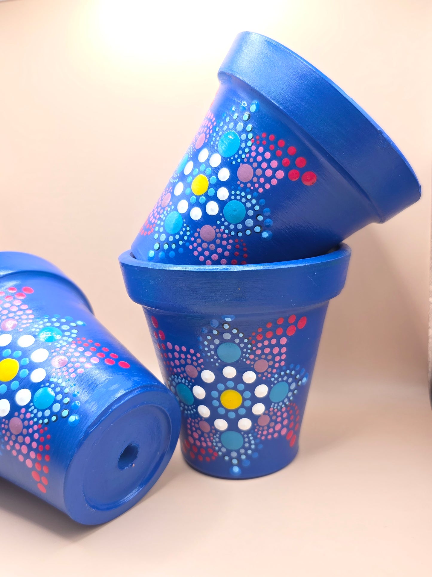 Lot de 3 mini pots décorés à la main