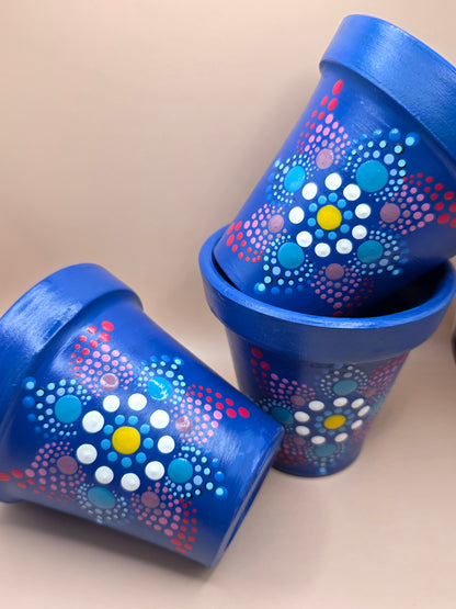 Lot de 3 mini pots décorés à la main