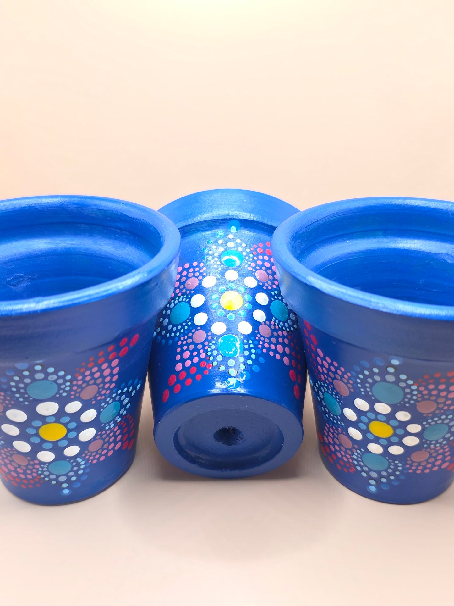 Lot de 3 mini pots décorés à la main