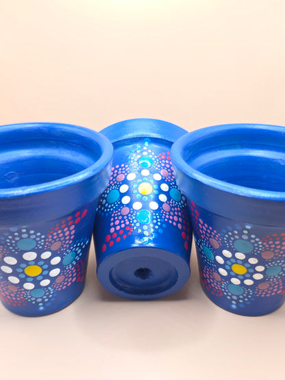 Lot de 3 mini pots décorés à la main