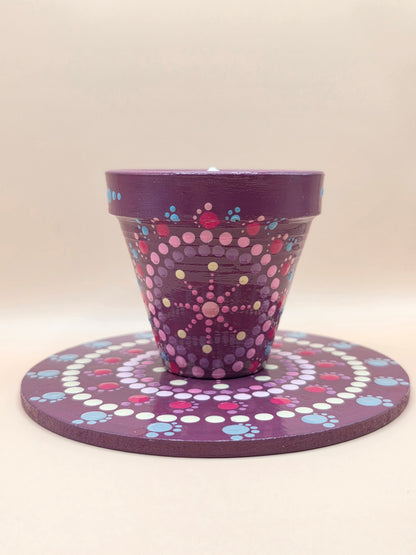 Bougie parfumée artisanale dans pot peint à la main