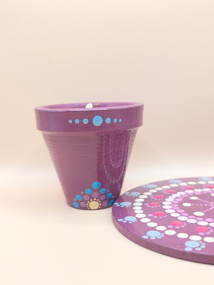 Bougie parfumée artisanale dans pot peint à la main