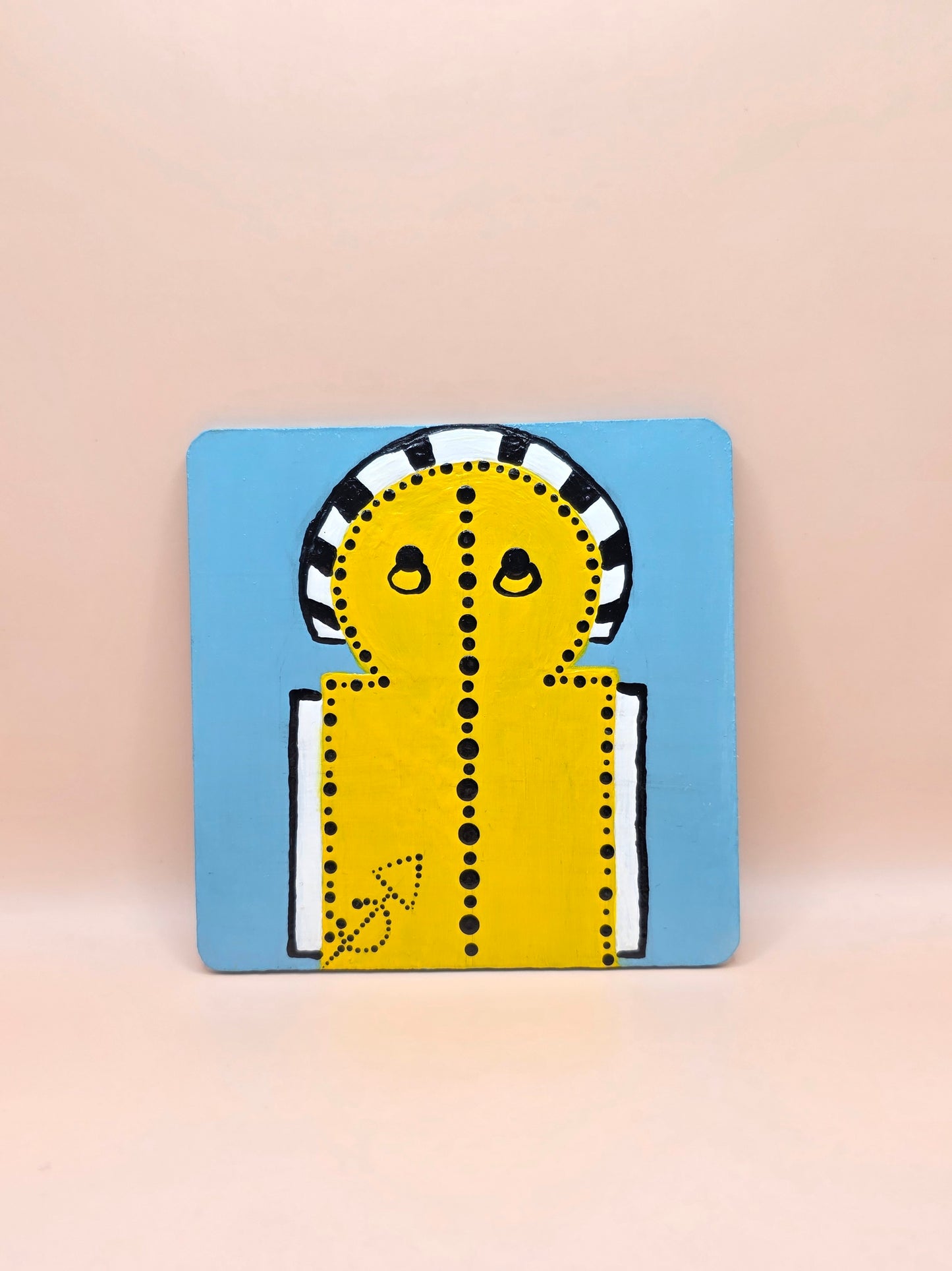 Tasse porte tunisienne jaune avec dessous de tasse assorti – création artisanale