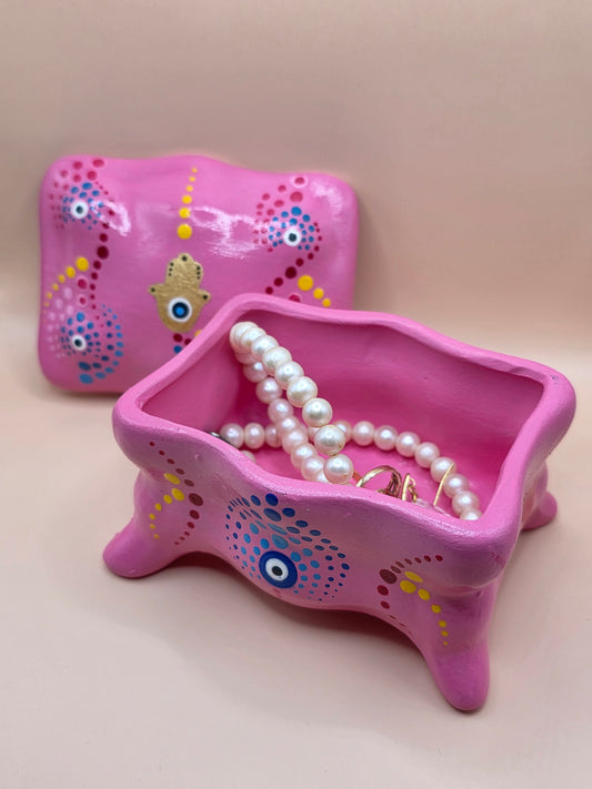 Boîte à bijoux rose