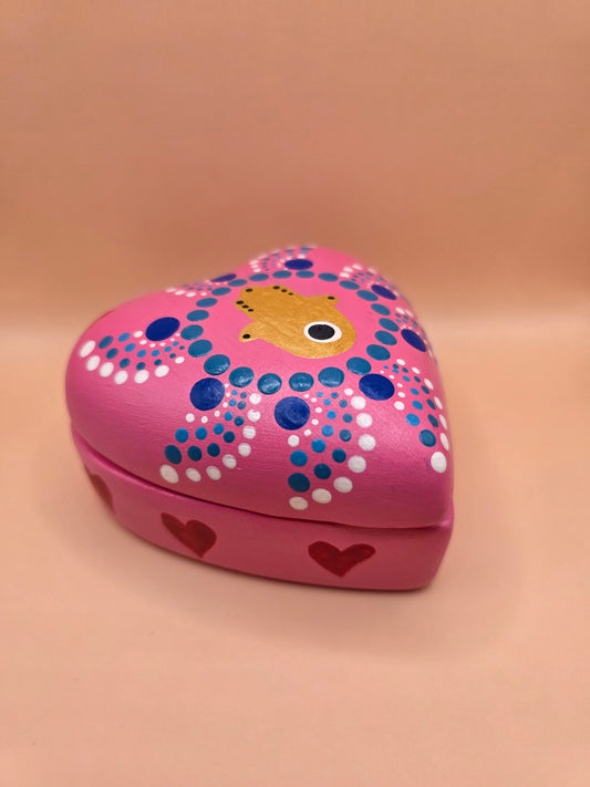 Boîte à bijoux cœur rose fuchsia