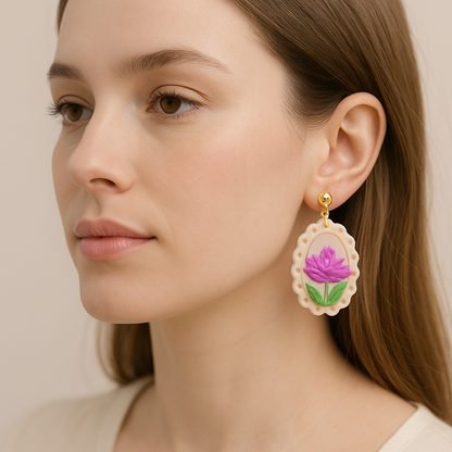 Boucles d’oreilles fleur violette