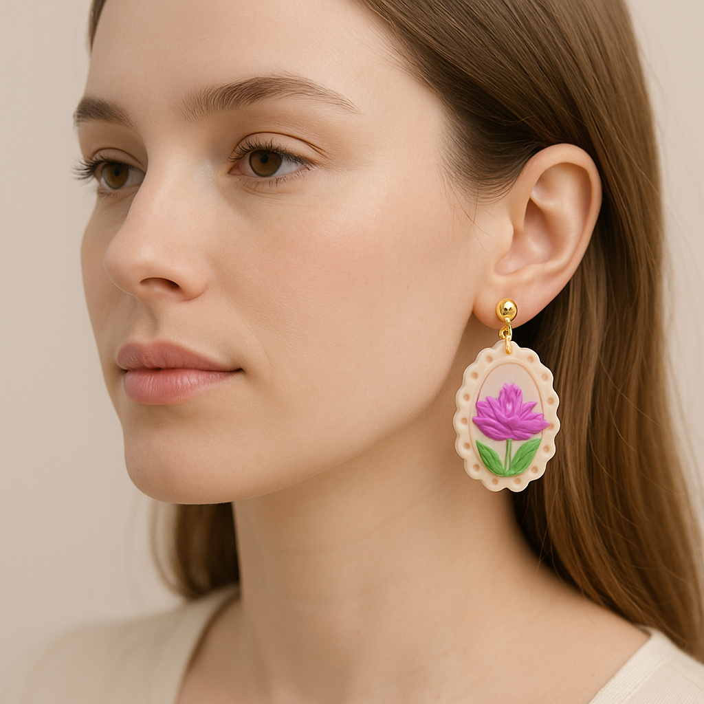 Boucles d’oreilles fleur violette