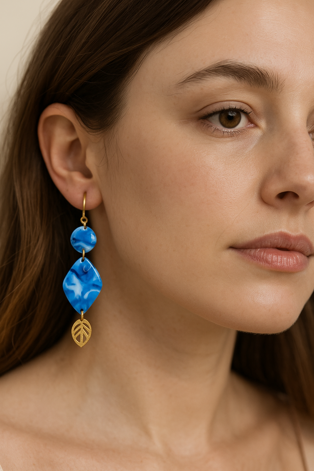 Boucles d’oreilles bleues effet marbré