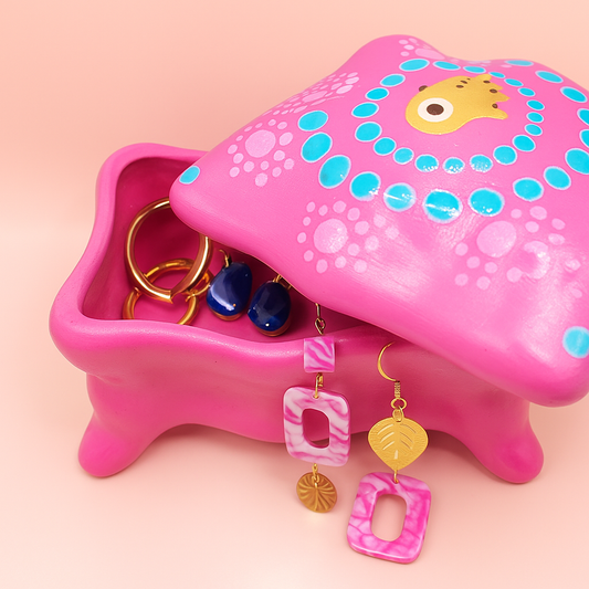 Boîte à bijoux rose