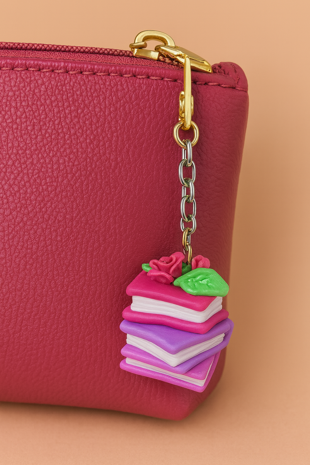 Porte-clé livre rose