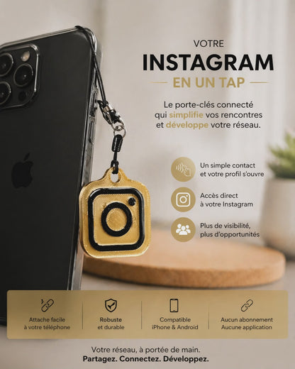 Porte-clé NFC Réseaux Sociaux – Imprimé en 3D & Personnalisable GOLD